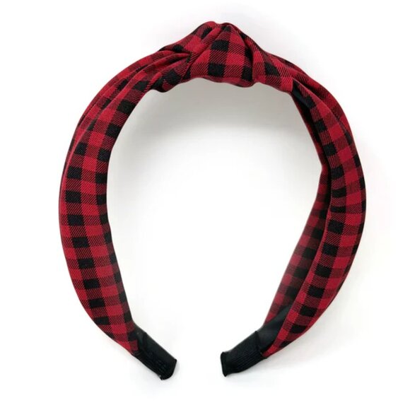 NWOT Plaid Red and Black Headband - Picture 5 of 5